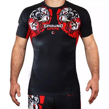 GroundGame white tiger RASHGUARD-BLACK